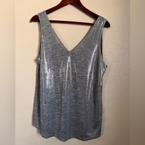 White House Black Market Metallic Silver Tank Top